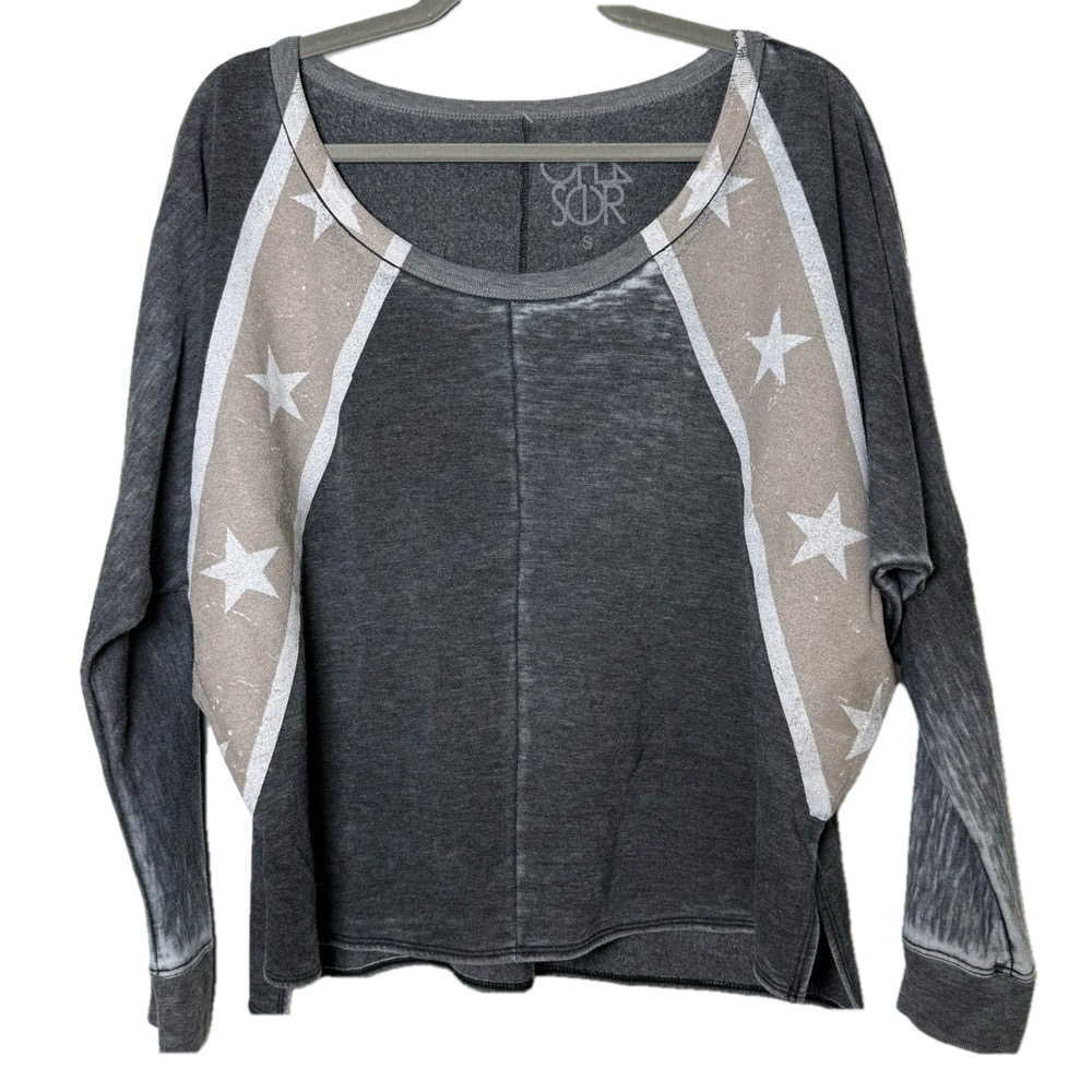CHASER Women’s drop shoulder dolman long sleeve Stars & Stripes size small NWT